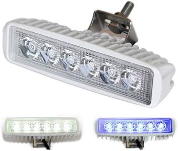 Wave One Marine | Dual Color LED Marine Spreader Light Boat Deck Flood Beam Stainless Hardware & Bracket IP68 Waterproof Multicolor High Lumen Output (White Housing, White & Blue)