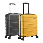 Cabin Max Anode Cabin Suitcase 55x40x20 Built in Lock, Lightweight, Hard Shell, 4 Wheels, Suitable for Ryanair, Easyjet, Jet 2 (Tuscan Yellow & Graphite 55 x 40 x 20 cm)