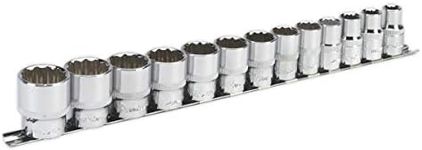 Sealey AK2674 Premier 13 Piece 1/2in Drive Imperial AF Short Socket & Rail Set