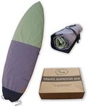 Ho Stevie! Canvas Surfboard Bag Cover - No Melted Wax on Car - Sun/Ding Protection (Black/Gray/Green, 10'6")