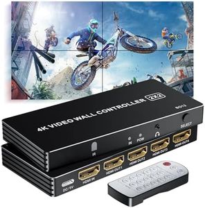 4K HDMI Video Wall Controller 2x2, LUKFOCAB Video Wall Processor with 8 Splicing Modes, 180° Rotate, 3.5mm Audio Extractor, IR Remote, 4 TV Screen into 1 Wall Display 2x2, 1x2, 1x3, 1x4, 2x1, 3x1, 4x1