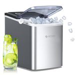 ecozy Portable Ice Maker Countertop, 9 Cubes Ready in 6 Mins, 26.5 lbs in 24 Hours, Self-Cleaning Ice Maker Machine with Ice Bags/Ice Scoop/Ice Basket for Home Kitchen Bar Party (IM-BS260A-Sliver)