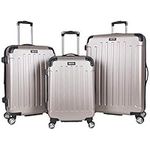 Kenneth Cole Reaction Renegade 3-Piece Lightweight Hardside Expandable 8-Wheel Spinner Travel Luggage Set: 20" Carry-on, 24", 28" Suitcases, Champagne