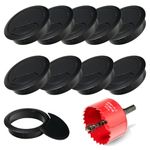 10 Pcs Desk Grommet 60mm with 60mm Hole Saw, Desk Cable Grommet, Desk Cable Hole Cover, Cable Grommet, Desk Hole Cover(Black)