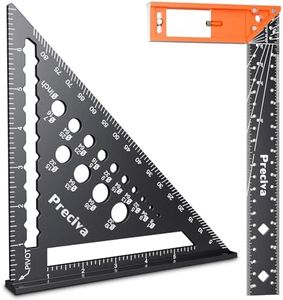 Preciva Carpenter Square Set - 7” Rafter Square and 12” Right Angle Ruler, Aluminum Alloy Carpenter Measuring Layout Tool for Woodworking and Carpentry