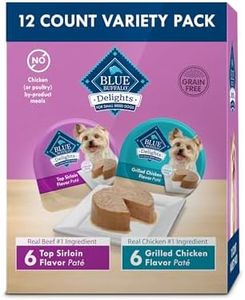 Blue Buffalo Delights Small Breed Natural Wet Dog Food Variety Pack, Top Sirloin Paté and Grilled Chicken Paté, 3.5-oz. Cups, 12 Count