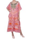 Miss Lavish London Kaftan Tunic Plus Size Beach Cover Up Maxi Dress Sleepwear Embellished Kimonos, 24-28, 131-red