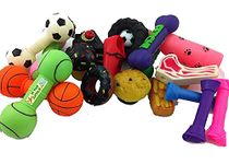 Bumper Selection of Squeaky Vinyl Dog Toys - Pack of 10 - Medium