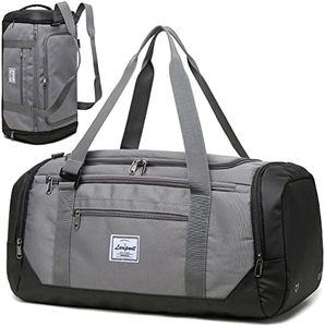 Laripwit Borsone da viaggio per gli uomini 40L Medio Palestra Duffel Zaino Borsone Sportivo Weekend Pernottamento per Viaggi, Grigio, viaggi, palestra, sport, campeggio, escursionismo, lavoro, fine