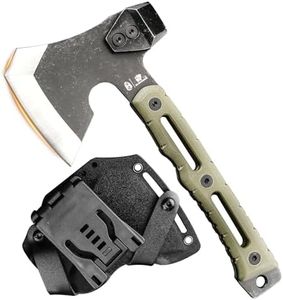 HX Outdoors Multifunctional Splitting Axe, Small Survival Camping Tactical Wood Hatchet, Mini Camp Bushcraft Hand Axes with Hammer and Kydex Sheath (Army Green)