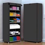 Danzera Collapsible Wardrobe 6 Shelves Storage Unit almari Closet Clothes Storage Rack Quick Wardrobe/Cabinet/Multipurpose,Foldable, Collapsible Fabric Wardrobe Organizer. (Grey, 6-Layer)