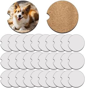 Sublimation Car Coaster Blanks Bulk with Cork Back MDF Sublimation Coasters Blank Cork Back for Cup Holders Heat Transfer Wood Hardboard Car Coaster Sublimation Blanks Product 32 Pcs 2.75 Inch