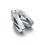 ZOVII (ZV6) Disc Lock (Brushed Silver) - Motorcycle & Scooter Lock - Dual Legs V Shape Design - Lock Pin 6mm - Anti-Drill, Portable, Anti-Theft, Cut Resistant