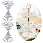 Rayinblue 16 Sets 3 Tier Cake Plate Stand Handle Fittings Silver for Tea Shop Room Hotel