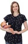 TIGYWIGY Women's Cotton Printed Half Sleeves Feeding/Nursing/Maternity Top(Navy,Medium)