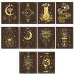 CREATCABIN 10pcs Canvas Prints Wall Art Tarot Black Poster Hanger Set Witch Decor Gothic Moon Phase Lotus Cat for Living Room Bedroom Bathroom Home Gift Decorations 8 x 10 Inch,Unframed