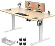 Homall Electric Standing Desk 140x70cm Height Adjustable Desk with USB Charging Sit Stand Desk with Time Reminder Stand up Desk 3 Memory Setting Electric Desk Wire Management Tray,Beige