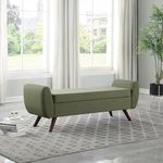 LEGACY OF COMFORT , N6 Upholstered Storage Bench Sofa Bench Sofa couches Ottoman Bench 2 Seater Sofa Chaise Lounger Pouffe for Living Room Bedroom Office (Olive Green)