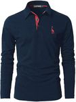 LIUPMWE Mens Polo Long Sleeve Shirt Cotton Golf Giraffe Tennis T-Shirt Tops,Blue-0901,L