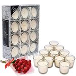 Ampliscent White Scented Glass Votive Candle - Set of 12 | Bulk Pack for Weddings, Bridal Showers or Home Parties and Centerpieces (Rose Bouquet)