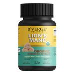 B'VERGE® Lions Mane Supplement (90 Count) | Nootropic Mushroom Capsules for Focus, Brain Power, Memory & Nerve Health | USDA Organic - 38% Beta Glucan (90 Veg Capsules - 500mg)