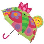 Stephen Joseph Butterfly Print Pop-Up Umbrella – Children's Easy Open/Close Portable Dome Sun and Rain Lovely Fun Design Patterns Stick Multicolor Lightweight Closure