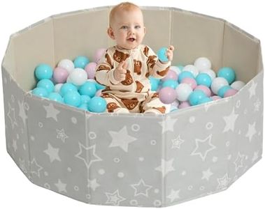 PLAY 10 Ball Pit for Toddlers, 33.5x12.2 Inch Foldable Ball Pit for Dog Indoor & Outdoor (Balls Not Included) Gray