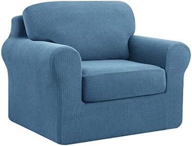 subrtex 1-Seater Sofa Cover with Separate Cushions and Backrests Covers, 3 Pieces Stretch Sofa Slipcover Armchair Cover Replacement Furniture Protector (Chair, Denim Blue)