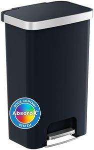 iTouchless SoftStep 13.2 Gallon Step Pedal Plastic Black Kitchen Trash Can with Odor Filter, Durable Dent-Proof Construction and Stainless Steel Trim, 50L Garbage Bin with Lid for Home Office, Bedroom