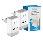 Ceptics 2 Pack European Travel Plug Adapter, US to Europe Plug Adapter, 18W PD-QC 3.0, Dual USB & USB-C - 2 USA Socket - Compact - Use in Greece Italy Turkey Portugal - Type C Fast Charging (2-Pack)