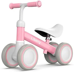 Liberry Baby Balance Bike for 1 Year Old Girls, 4 Wheels Toddler Balance Bike with Adjustable Seat, 12-36 Months Infant's First Birthday Gift (Pink)