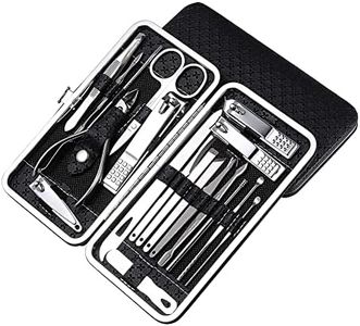 Manicure Tool Set Nail Clippers Pedicure Kit, Stainless Steel Professional Nail Cutter with Case, Professional Grooming Kit Nail Tools for Travel or Home for Women and Men (Black)