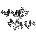 LOMOHOO Metal Birds Wall Decor Art Leaves 6 Birds on Vine Olive Branch Iron Sculptures Silhouette Metal Hanging Ornament Bedroom Living Room Indoor Outdoor Decoration