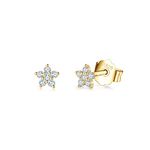 14K Gold Plated Stud Earrings for Women Girls, Tiny Flower Stud Earrings Small 925 Sterling Silver Hypoallergenic Cubic Zirconia Helix Cartilage Earrings Piercing Sleeper Studs, 4mm