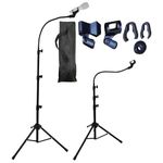 FomCcu Microphone Stand Microphone Tripod Adjustable Height Up To 183CM Gooseneck Mic Stand Tripod with Carrying Bag Mic Clips, Black