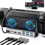 Steam Deck Dock with Dual Cooling Fans, 11-in-1 Steam Deck Docking Station with DP1.2 and HDMI 2.0 4K@60Hz, VGA, 6 USB Ports, Gigabit Ethernet, USB-C PD3.0 Charging Port, Made for Valve Steam Deck