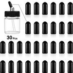 Blulu 30 Pieces Airbrush Bottles Caps Airbrush Jar Caps Pour Covers Siphon Adapter Liquor Spout Covers for Airbrush Bottle Jar Caps, Black