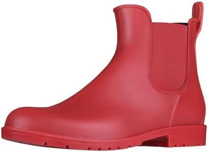 Asgard Women's Ankle Rain Boots Waterproof Chelsea Boots, Red 41 (Size 10)