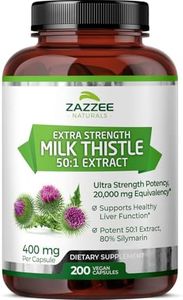 Zazzee Organic Milk Thistle 50:1 Extract, 20,000 mg Strength, 200 Vegan Capsules, 80% Silymarin Flavonoids, Over 6 Month Supply, Standardized and Concentrated 50X Extract, All-Natural and Non-GMO