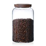 INCETUE 2500ML / 83 FL Oz Glass Storage Jar with Wood Lid, Stackable Clear Cylinder Bottle Canister Pantry Jar with Air Tight Bamboo Lid for Food, Coffee, Flour, Sugar, Spaghetti, Cookie