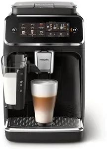 PHILIPS Series 3300 Fully Automatic Espresso Machine - 6 Hot & Iced Drinks, LatteGo Milk System, 40% Quieter SilentBrew, Ceramic Grinder, Aquaclean Filter, Glossy Black (EP3341/50)