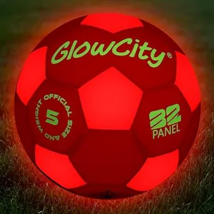 GlowCity Glow in The Dark Soccer Ball | Light Up Indoor/Outdoor Soccer Ball with 2 LED Lights | Pre-Installed Batteries | Fun Gift for Teens