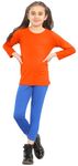 janisramone® Kids T Shirts - Casual Girls and Boys Long Sleeve T Shirt - Round Neck Girls School Shirts, Stretchy & Comfortable Boys & Girls Long Sleeve T Shirt Neon Orange