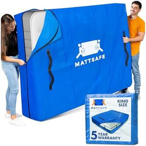 MattSafe Mattress Bags for Moving and Storage (King Size) - Mattress Cover for Moving - Heavy Duty, 8 Handles and Strong Zipper Closure - Mattress Storage Bag - Moving Supplies & Moving Bags