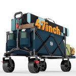 Timber Ridge 47" L Collapsible Wagon with Tailgate & Brake, 300lbs Heavy Duty Beach Wagon with All-Terrain Big Wheels, 250L Foldable Utility Cart for Sand Camping Sports Shopping, Blue