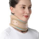 VELPEAU Neck Brace for Neck Pain and Support - Soft Cervical Collar for Sleeping, Snoozing, Sleeping Upright, Anti-Snoring, Sleep Apnea for Women & Men (Khaki, Dual-purpose Version, M: 11.5-14"/3″)