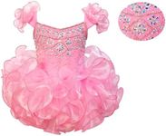 EAGERET Handmade Toddler Pageant Dresses Newborn Pageant Tutu Cupcake Dress Princess Birthday Party Gowns, Pink-h05, 12-18 Months