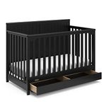 Graco Hadley 5-in-1 Convertible Crib with Drawer (Black) – Crib with Drawer Combo, Includes Full-Size Nursery Storage Drawer, Converts from Baby Crib to Toddler Bed, Daybed and Full-Size Bed