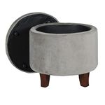 HomePop by Kinfine Fabric Upholstered Round Storage Ottoman - Velvet Button Tufted Ottoman with Removable Lid, Light Gray