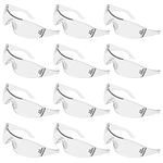 Kurtzy 12 Pack of Wrap Around Safety Glasses with Clear Lenses and Rubber Nose Grips for a Safe, Secure Fit - Personal Protective Equipment with Scratch Resistant Eyewear Lenses - PPE Safety Goggles